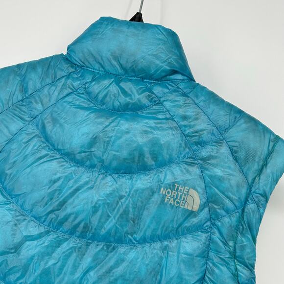 Women's Blue Yellow The North Face Summit Series 900 Goose Down Puffer Vest Sz L - Picture 8 of 9